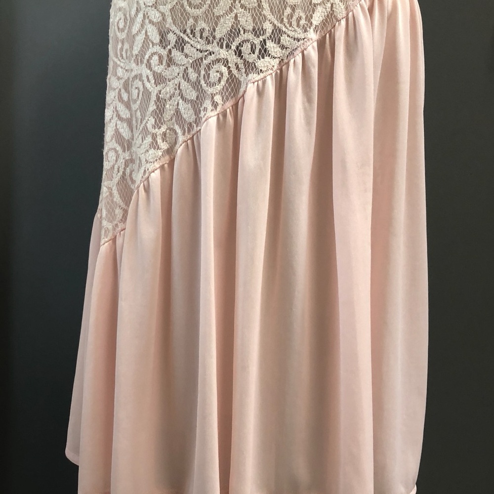 Vtg 80s Pink Nightie or Slip or Slip Dress. Nylon & Lace, Sz S - Picture 3 of 9